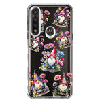Motorola Moto G Power Cute Pink Purple Cosmos Flowers Gnomes Spring Floral Double Layer Phone Case Cover