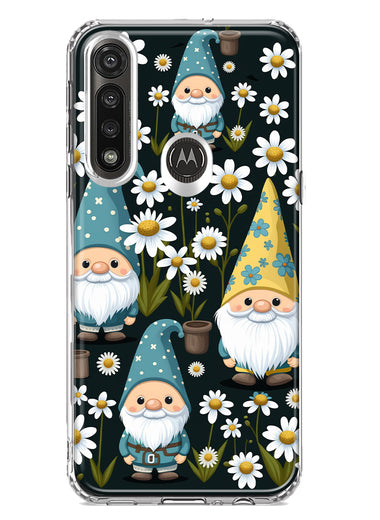 Motorola Moto G Power Cute White Daisies Gnomes Flowers Floral Double Layer Phone Case Cover