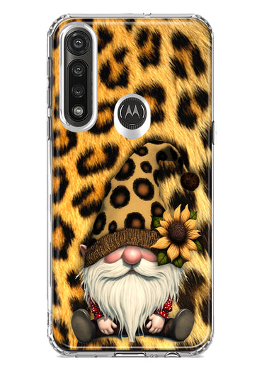 Motorola G Power 2020 Gnome Sunflower Leopard Hybrid Protective Phone Case Cover