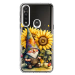 Motorola G Power 2020 Cute Gnome Sunflowers Clear Hybrid Protective Phone Case Cover
