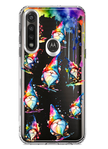 Motorola Moto G Power Neon Water Painting Colorful Splash Gnomes Hybrid Protective Phone Case Cover