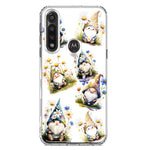 Motorola G Power 2020 Cute White Blue Daisies Gnomes Hybrid Protective Phone Case Cover