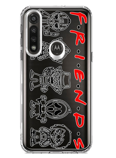 Motorola G Power 2020 Cute Halloween Spooky Horror Scary Characters Friends Hybrid Protective Phone Case Cover