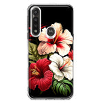 Motorola Moto G Power Pink Red Hibiscus Wild Flowers Floral Hybrid Protective Phone Case Cover