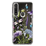 Motorola G Power 2020 Lavender Dragonfly Butterflies Spring Flowers Hybrid Protective Phone Case Cover