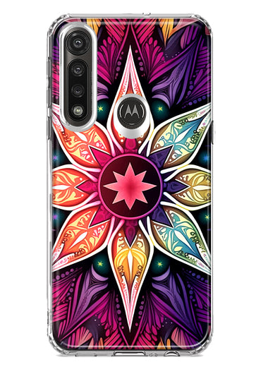 Motorola G Power 2020 Mandala Geometry Abstract Star Pattern Hybrid Protective Phone Case Cover