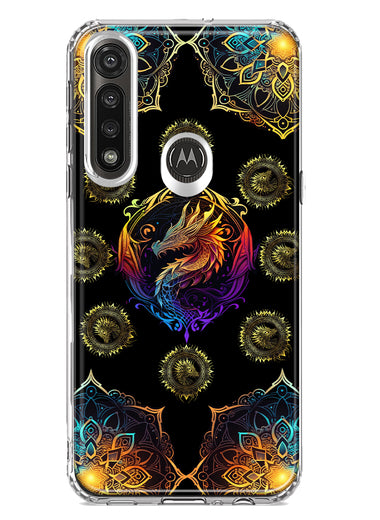 Motorola G Power 2020 Mandala Geometry Abstract Dragon Pattern Hybrid Protective Phone Case Cover