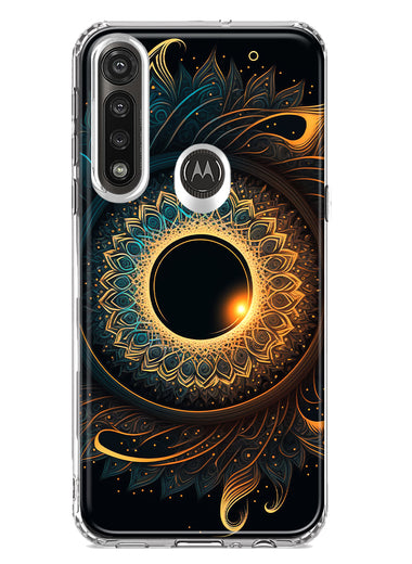 Motorola G Power 2020 Mandala Geometry Abstract Eclipse Pattern Hybrid Protective Phone Case Cover