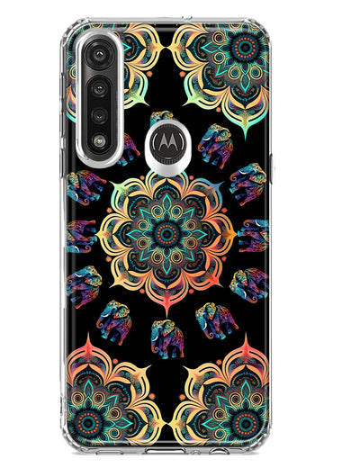 Motorola G Power 2020 Mandala Geometry Abstract Elephant Pattern Hybrid Protective Phone Case Cover