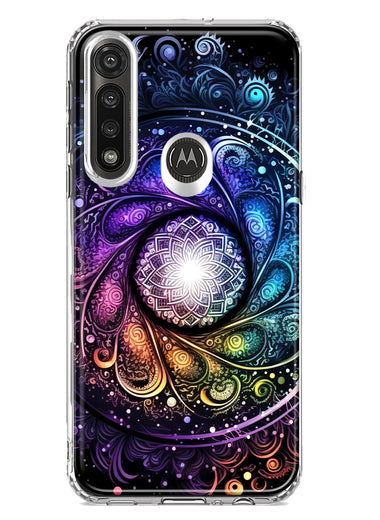 Motorola G Power 2020 Mandala Geometry Abstract Galaxy Pattern Hybrid Protective Phone Case Cover