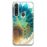 Motorola G Power 2020 Mandala Geometry Abstract Peacock Feather Pattern Hybrid Protective Phone Case Cover