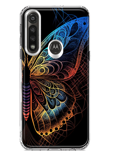 Motorola G Power 2020 Mandala Geometry Abstract Butterfly Pattern Hybrid Protective Phone Case Cover