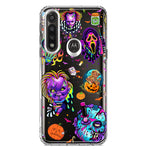Motorola G Power 2020 Cute Halloween Spooky Horror Scary Neon Characters Hybrid Protective Phone Case Cover