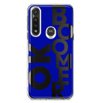 Motorola G Power 2020 Blue Clear Funny Text Quote Ok Boomer Hybrid Protective Phone Case Cover