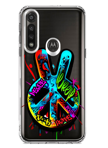 Motorola G Power 2020 Peace Graffiti Painting Art Hybrid Protective Phone Case Cover