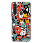 Motorola G Power 2020 Psychedelic Cute Cats Friends Pop Art Hybrid Protective Phone Case Cover