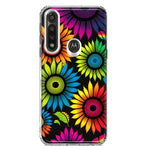 Motorola Moto G Power Neon Rainbow Glow Sunflowers Colorful Floral Pink Purple Double Layer Phone Case Cover
