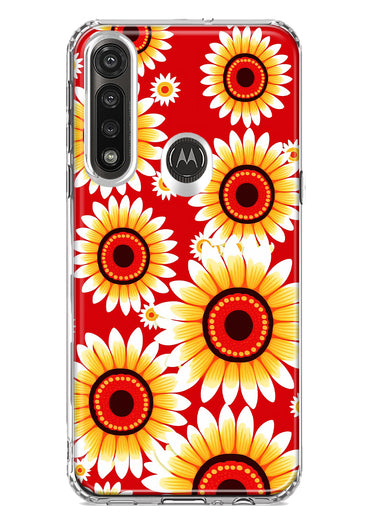 Motorola Moto G Power Yellow Sunflowers Polkadot on Red Double Layer Phone Case Cover