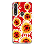 Motorola Moto G Power Yellow Sunflowers Polkadot on Red Double Layer Phone Case Cover