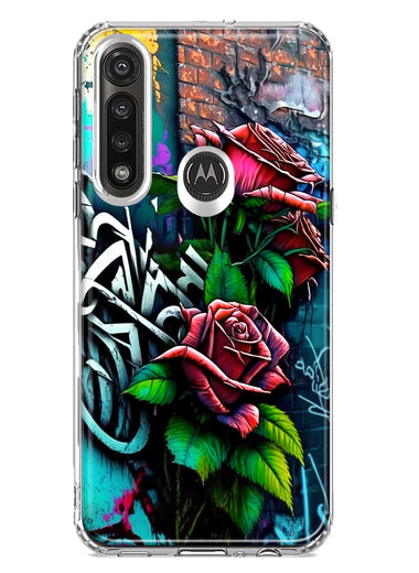 Motorola G Power 2020 Red Roses Graffiti Painting Art Hybrid Protective Phone Case Cover
