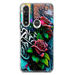 Motorola G Power 2020 Red Roses Graffiti Painting Art Hybrid Protective Phone Case Cover