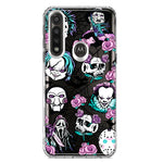 Motorola G Power 2020 Roses Halloween Spooky Horror Characters Spider Web Hybrid Protective Phone Case Cover