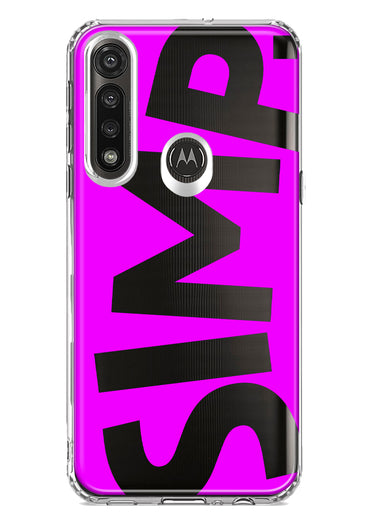 Motorola G Power 2020 Hot Pink Clear Funny Text Quote Simp Hybrid Protective Phone Case Cover