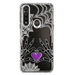 Motorola G Power 2020 Halloween Skeleton Heart Hands Spooky Spider Web Hybrid Protective Phone Case Cover