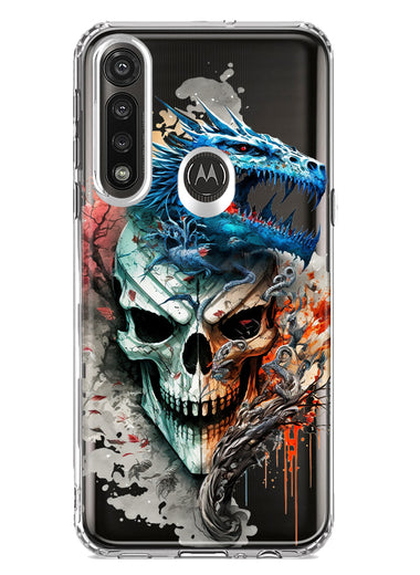 Motorola Moto G Power Fantasy Blue Dragon Dream Skull Double Layer Phone Case Cover