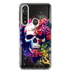 Motorola G Power 2020 Fantasy Skull Red Purple Roses Hybrid Protective Phone Case Cover