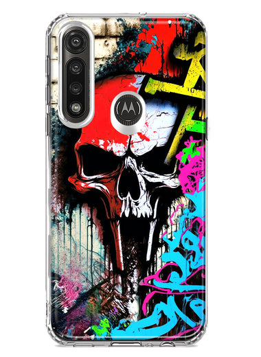 Motorola G Power 2020 Skull Face Graffiti Painting Art Hybrid Protective Phone Case Cover