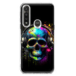 Motorola G Power 2020 Fantasy Skull Headphone Colorful Pop Art Hybrid Protective Phone Case Cover