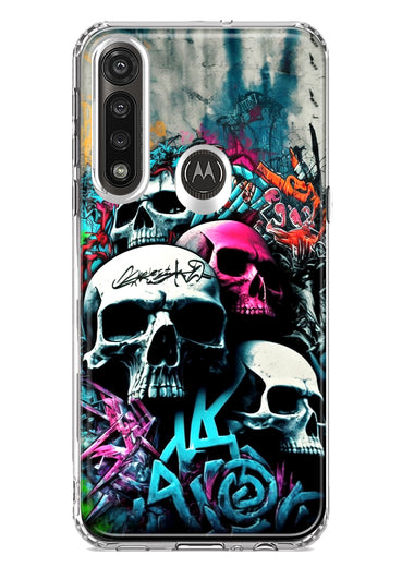 Motorola G Power 2020 Skulls Graffiti Painting Art Hybrid Protective Phone Case Cover