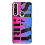 Motorola G Power 2020 Pink Blue Clear Funny Text Quote Slay Girl Hybrid Protective Phone Case Cover