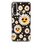 Motorola Moto G Power Cute Smiley Face White Daisies Double Layer Phone Case Cover