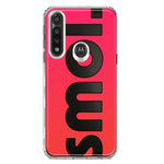 Motorola G Power 2020 Red Pink Clear Funny Text Quote Smol Hybrid Protective Phone Case Cover
