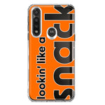 Motorola G Power 2020 Orange Clear Funny Text Quote Snack Hybrid Protective Phone Case Cover