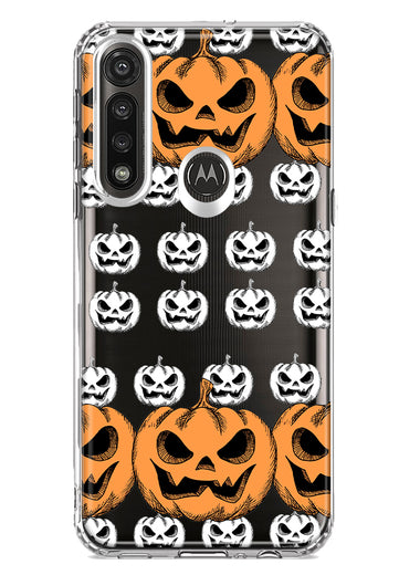 Motorola G Power 2020 Halloween Spooky Horror Scary Jack O Lantern Pumpkins Hybrid Protective Phone Case Cover