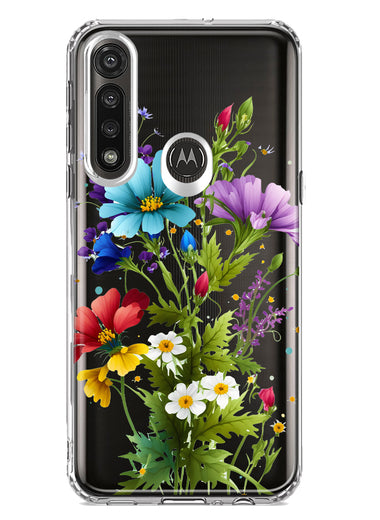 Motorola Moto G Power Purple Yellow Red Spring Flowers Floral Hybrid Protective Phone Case Cover