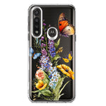 Motorola Moto G Power Yellow Purple Spring Flowers Butterflies Floral Hybrid Protective Phone Case Cover
