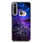 Motorola G Power 2020 Spring Moon Night Lavender Flowers Floral Hybrid Protective Phone Case Cover
