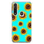 Motorola Moto G Power Yellow Sunflowers Polkadot on Turquoise Teal Double Layer Phone Case Cover