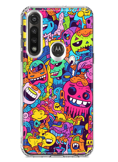 Motorola G Power 2020 Psychedelic Trippy Happy Characters Pop Art Hybrid Protective Phone Case Cover