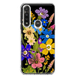 Motorola G Power 2020 Blue Yellow Vintage Spring Wild Flowers Floral Hybrid Protective Phone Case Cover