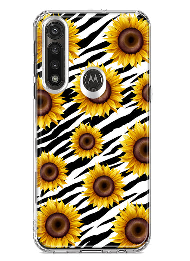 Motorola Moto G Power White Zebra Sunflowers Polkadots Double Layer Phone Case Cover