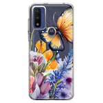 Motorola Moto G Play 2023 Spring Summer Flowers Butterfly Purple Blue Lilac Floral Hybrid Protective Phone Case Cover