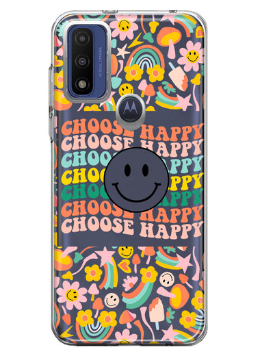 Motorola Moto G Pure 2021 G Power 2022 Choose Happy Smiley Face Retro Vintage Groovy 70s Style Hybrid Protective Phone Case Cover