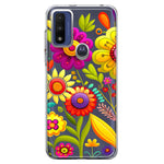 Motorola Moto G Play 2023 Colorful Yellow Pink Folk Style Floral Vibrant Spring Flowers Hybrid Protective Phone Case Cover