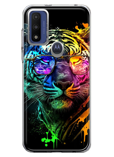 Motorola Moto G Pure G Power 2022 Neon Rainbow Swag Tiger Hybrid Protective Phone Case Cover