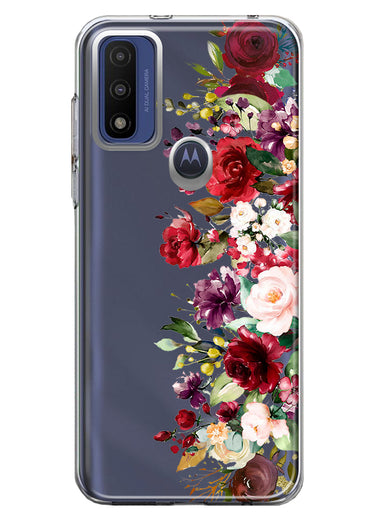 Motorola Moto G Pure 2021 G Power 2022 Red Summer Watercolor Floral Bouquets Ruby Flowers Hybrid Protective Phone Case Cover
